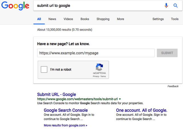 submit url to google without signing in