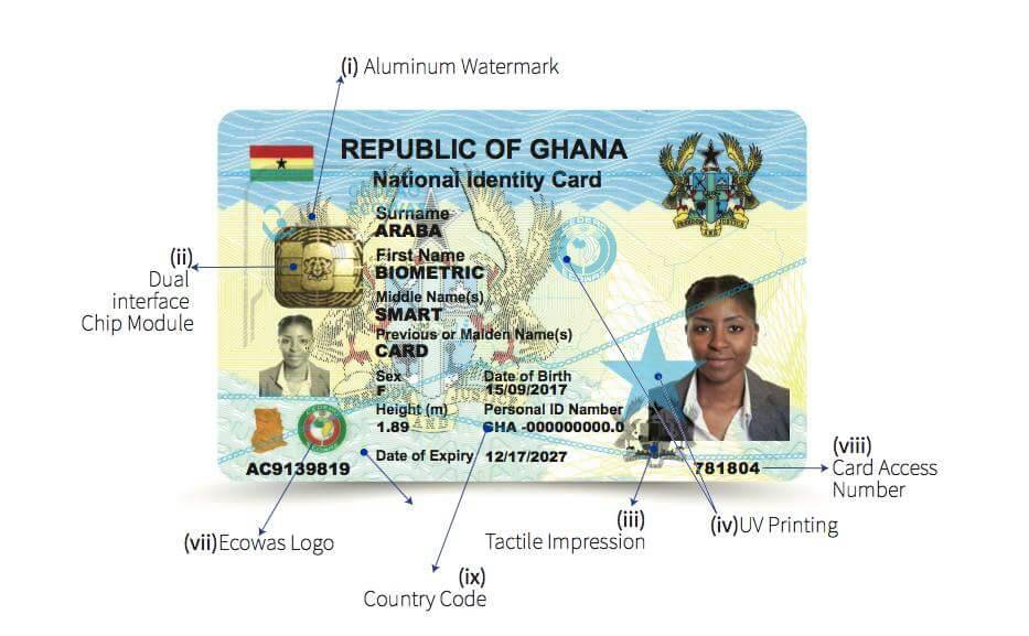 Ghana Card picture front view 